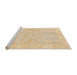 Sideview of Machine Washable Abstract Brown Gold Rug, wshabs3510