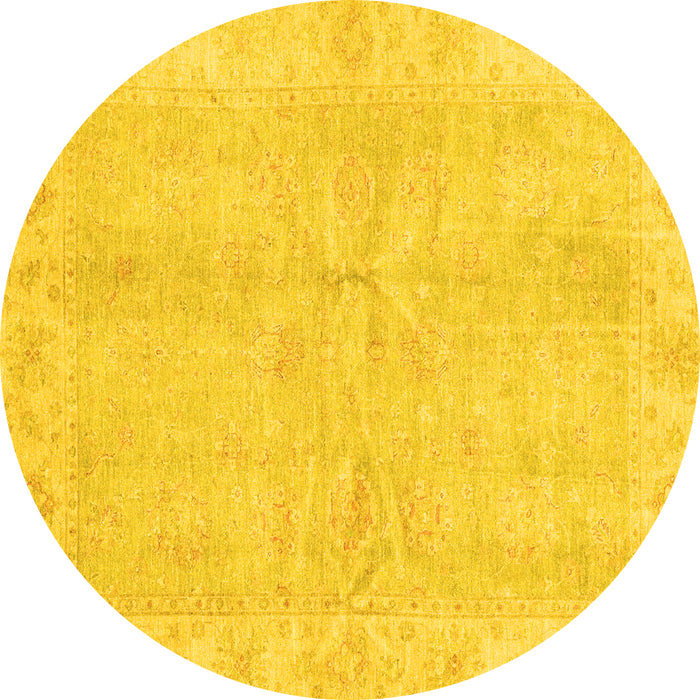 Round Oriental Yellow Traditional Rug, abs3510yw
