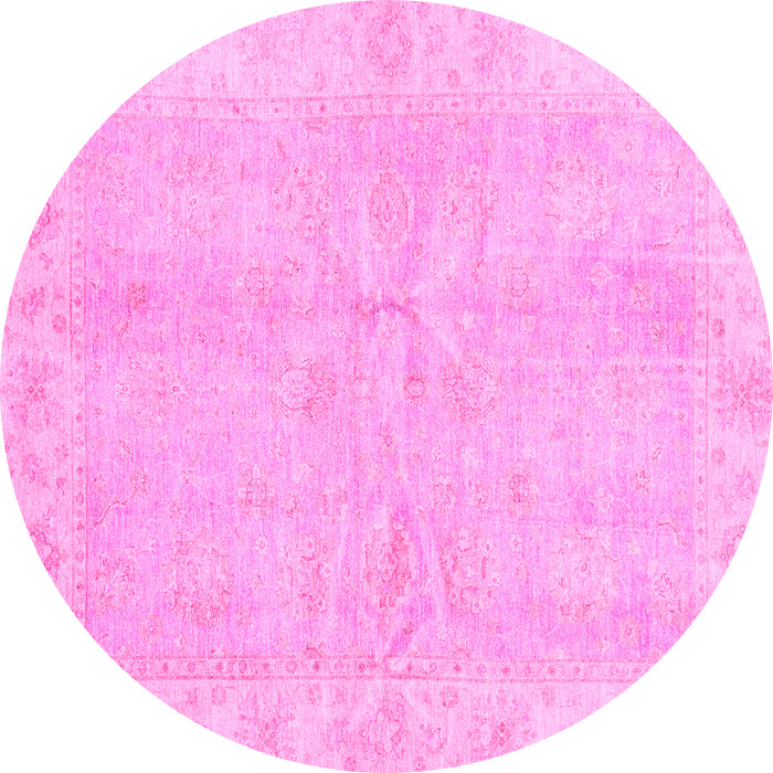 Round Oriental Pink Traditional Rug, abs3510pnk