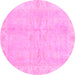 Round Oriental Pink Traditional Rug, abs3510pnk