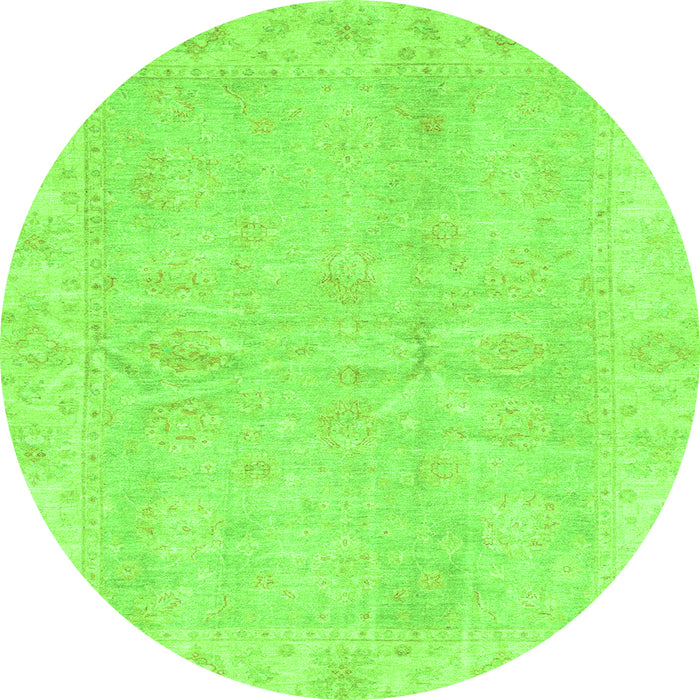 Round Machine Washable Oriental Green Traditional Area Rugs, wshabs3510grn