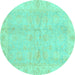 Round Oriental Turquoise Traditional Rug, abs3510turq