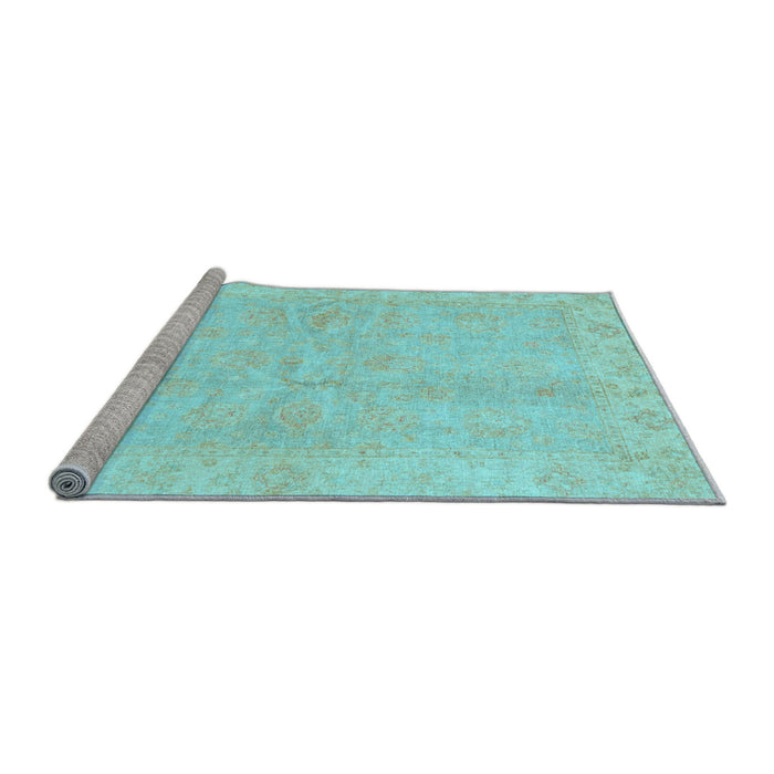 Sideview of Machine Washable Oriental Light Blue Traditional Rug, wshabs3510lblu