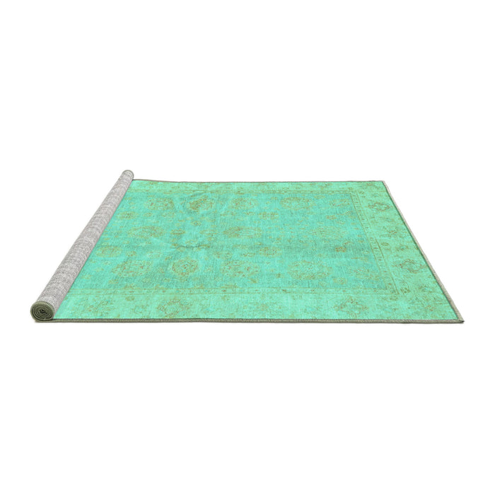 Sideview of Machine Washable Oriental Turquoise Traditional Area Rugs, wshabs3510turq