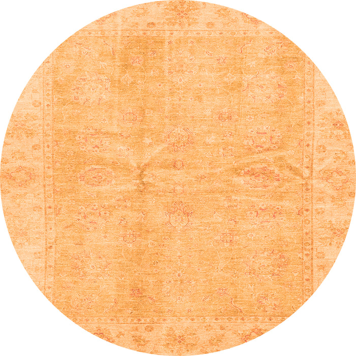 Round Oriental Orange Traditional Rug, abs3510org