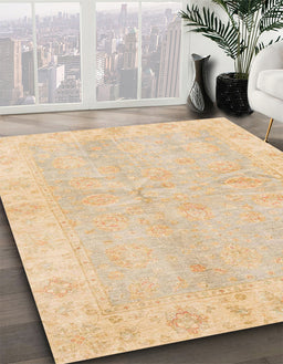 Machine Washable Abstract Brown Gold Rug in a Family Room, wshabs3510