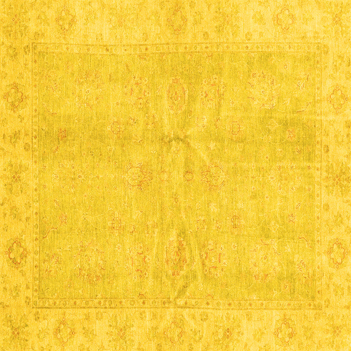 Square Machine Washable Oriental Yellow Traditional Rug, wshabs3510yw