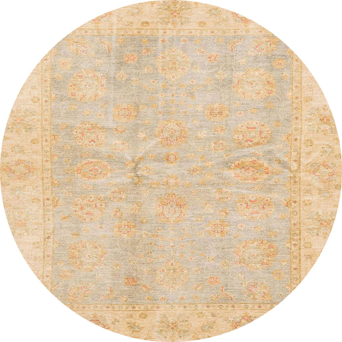 Round Machine Washable Abstract Brown Gold Rug, wshabs3510