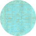 Round Oriental Light Blue Traditional Rug, abs3510lblu