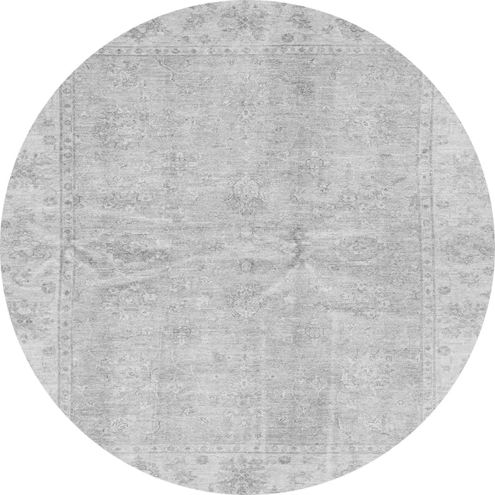 Round Machine Washable Oriental Gray Traditional Rug, wshabs3510gry