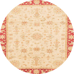 Round Abstract Sun Yellow Oriental Rug, abs3511