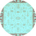 Round Oriental Light Blue Traditional Rug, abs3511lblu