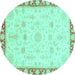 Round Oriental Turquoise Traditional Rug, abs3511turq