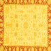 Square Machine Washable Oriental Yellow Traditional Rug, wshabs3511yw