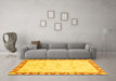 Machine Washable Oriental Yellow Traditional Rug in a Living Room, wshabs3511yw