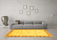 Machine Washable Oriental Yellow Traditional Rug, wshabs3511yw