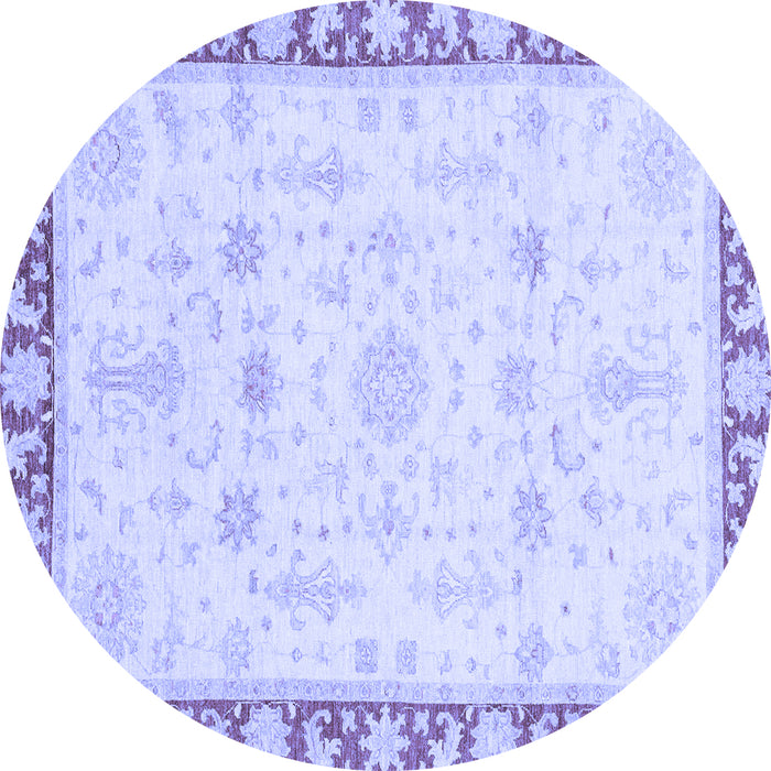 Round Machine Washable Oriental Blue Traditional Rug, wshabs3511blu