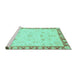 Sideview of Machine Washable Oriental Turquoise Traditional Area Rugs, wshabs3511turq