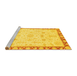 Sideview of Machine Washable Oriental Yellow Traditional Rug, wshabs3511yw