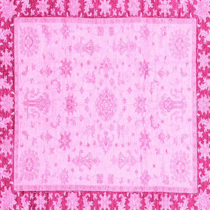 Square Machine Washable Oriental Pink Traditional Rug, wshabs3511pnk