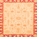 Square Machine Washable Oriental Orange Traditional Area Rugs, wshabs3511org