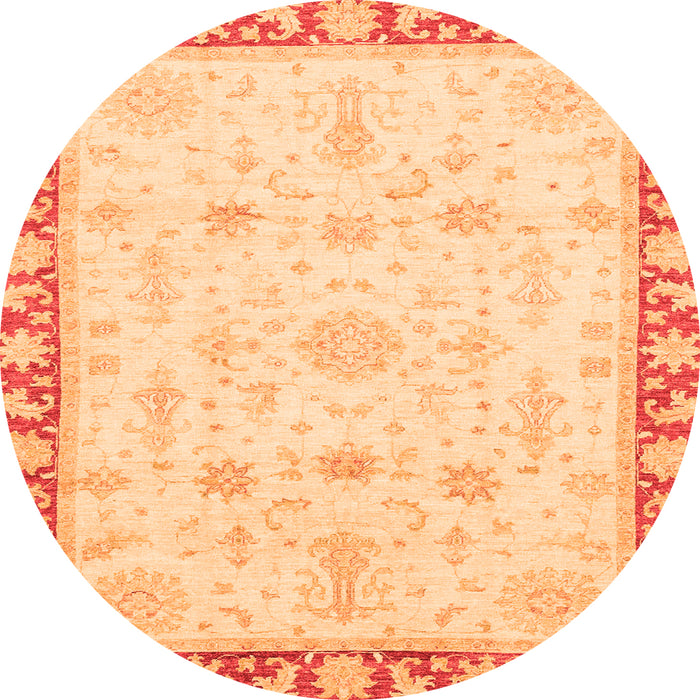 Round Oriental Orange Traditional Rug, abs3511org