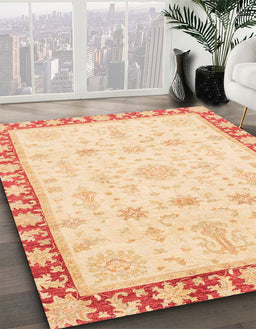 Machine Washable Abstract Sun Yellow Rug in a Family Room, wshabs3511