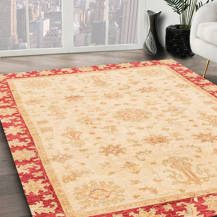 Machine Washable Abstract Sun Yellow Rug in a Family Room, wshabs3511