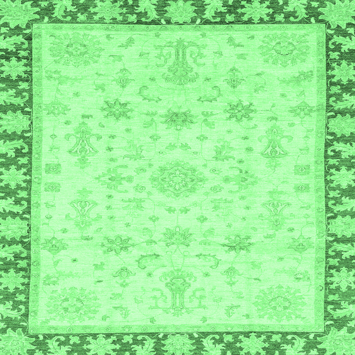 Square Machine Washable Oriental Emerald Green Traditional Area Rugs, wshabs3511emgrn