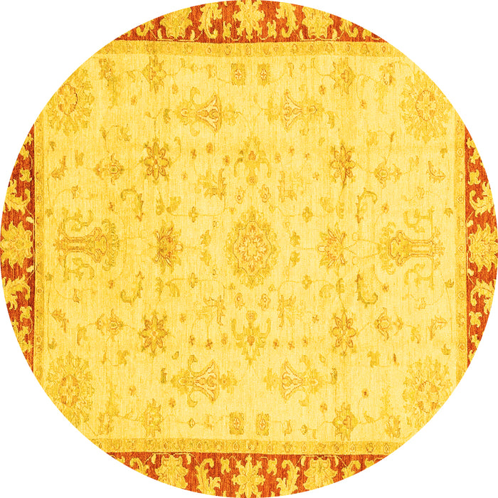 Round Oriental Yellow Traditional Rug, abs3511yw