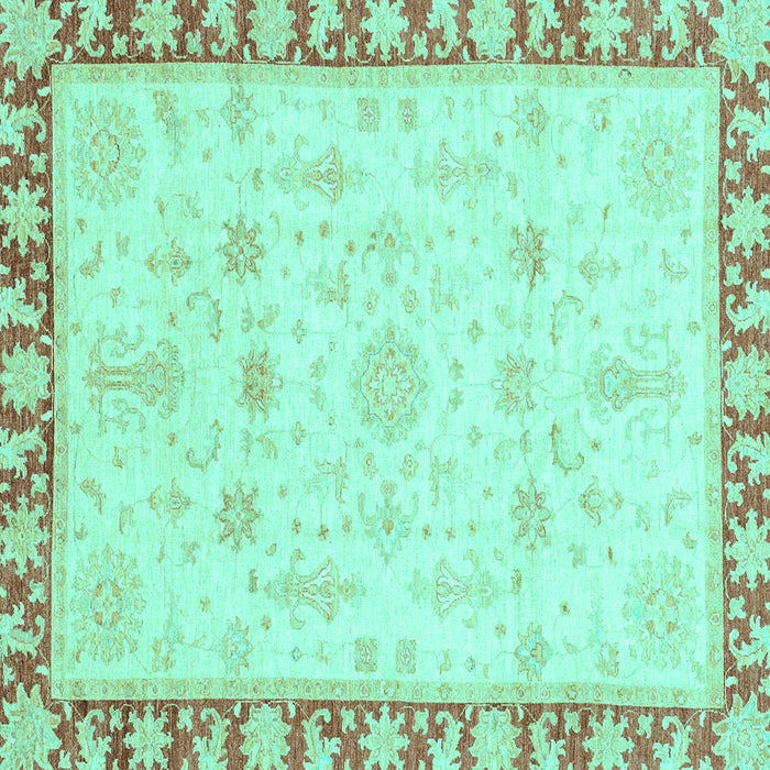 Square Machine Washable Oriental Turquoise Traditional Area Rugs, wshabs3511turq