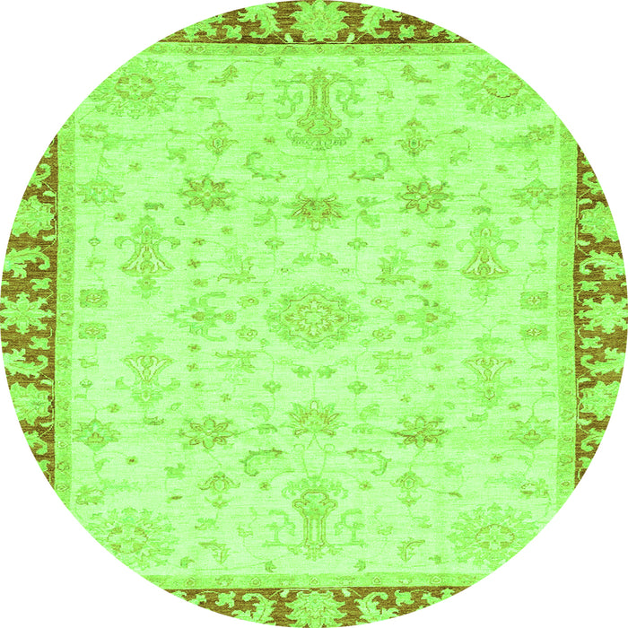 Round Oriental Green Traditional Rug, abs3511grn