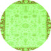 Round Oriental Green Traditional Rug, abs3511grn