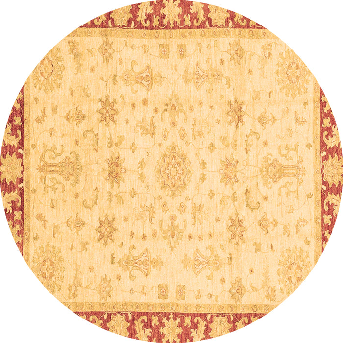 Round Oriental Brown Traditional Rug, abs3511brn