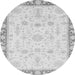 Round Machine Washable Oriental Gray Traditional Rug, wshabs3511gry