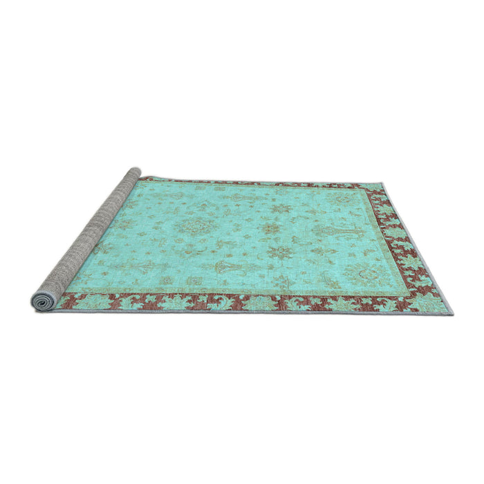 Sideview of Machine Washable Oriental Light Blue Traditional Rug, wshabs3511lblu