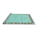 Sideview of Machine Washable Oriental Light Blue Traditional Rug, wshabs3511lblu