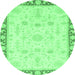 Round Oriental Emerald Green Traditional Rug, abs3511emgrn