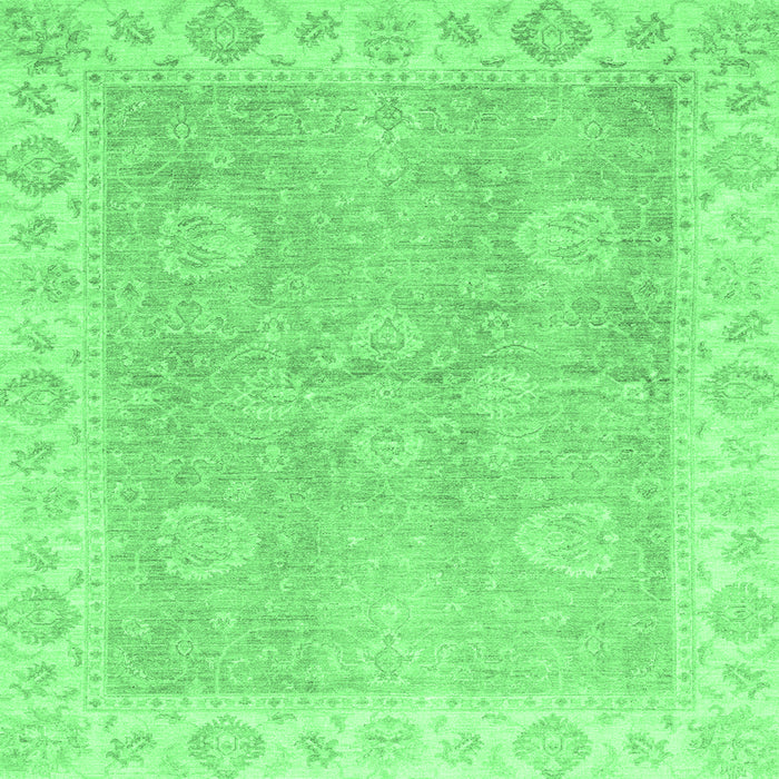 Square Machine Washable Oriental Emerald Green Traditional Area Rugs, wshabs3512emgrn