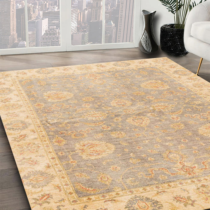 Machine Washable Abstract Yellow Rug in a Family Room, wshabs3512