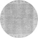 Round Machine Washable Oriental Gray Traditional Rug, wshabs3512gry