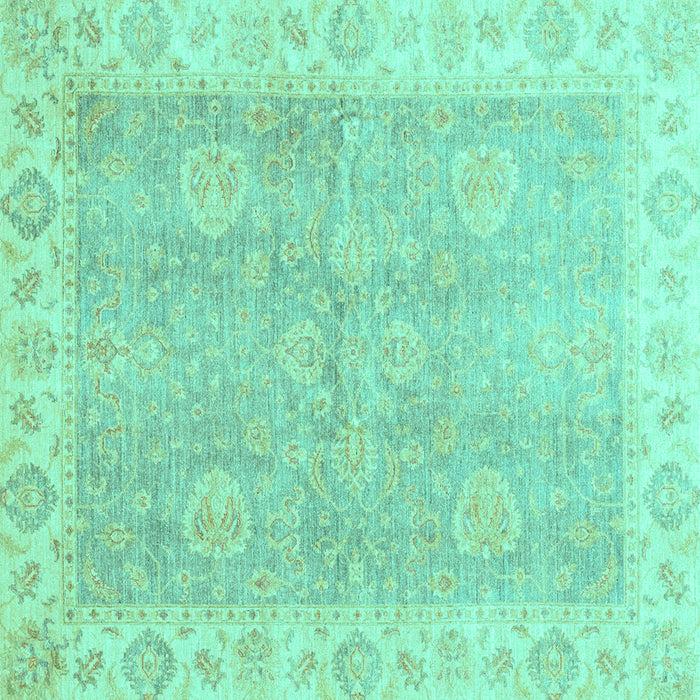 Square Machine Washable Oriental Turquoise Traditional Area Rugs, wshabs3512turq