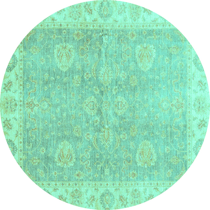 Round Oriental Turquoise Traditional Rug, abs3512turq
