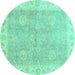 Round Oriental Turquoise Traditional Rug, abs3512turq