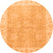 Round Oriental Orange Traditional Rug, abs3512org