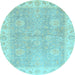 Round Oriental Light Blue Traditional Rug, abs3512lblu