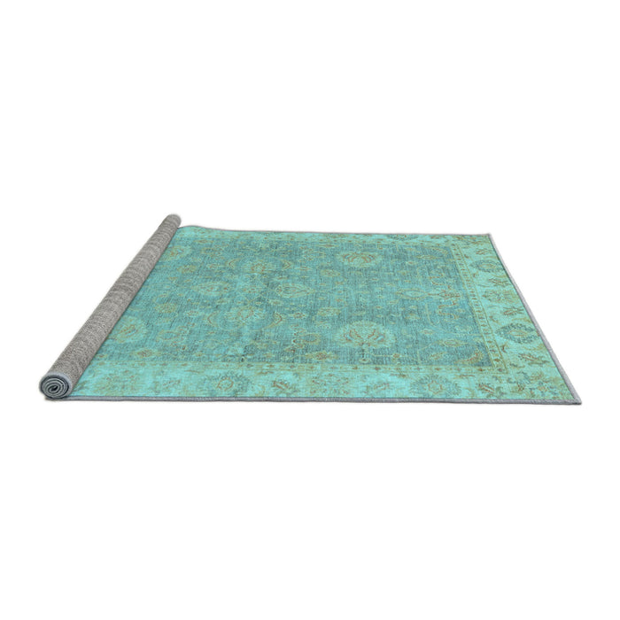 Sideview of Machine Washable Oriental Light Blue Traditional Rug, wshabs3512lblu