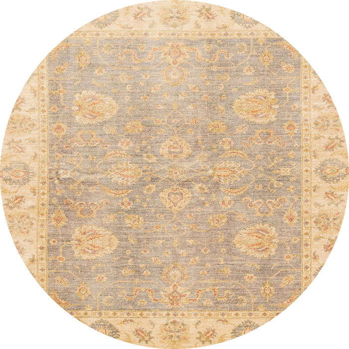 Round Abstract Yellow Oriental Rug, abs3512
