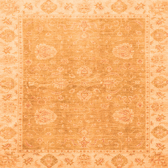 Square Machine Washable Oriental Orange Traditional Area Rugs, wshabs3512org