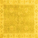 Square Machine Washable Oriental Yellow Traditional Rug, wshabs3512yw